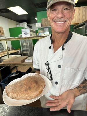 Tommy's delicious cheese calzone!