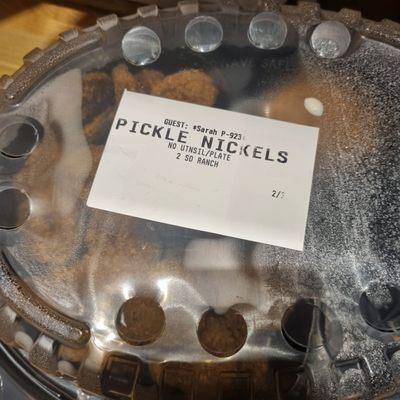 Ticket showing what the pickles were to come with.