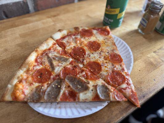 Pepperoni & Sausage Slice on the left  Pepperoni Slice on the right