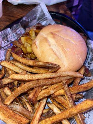 Tiki burger and fries