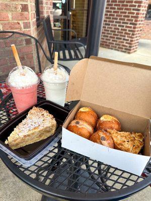 Apple Pie, Blueberry Ricotta Pie, Bomboloni, Chocolate Bomboloni, Watermelon Granita & Lemon Granita