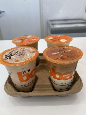 Brown Sugar Milk Tea, Pinacolada Smoothie & Caramel Macchiato