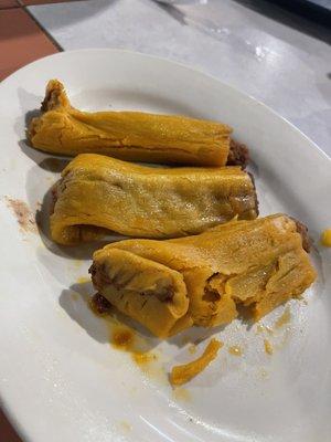 Pork tamales, ordered a la carte with my personal preference of no sauce.