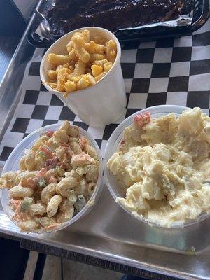 Would not order any of these sides again (macaroni & cheese -way too salty) macaroni salad and potato salad