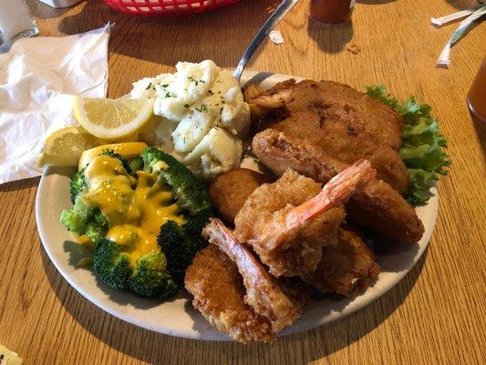 Seafood Platter. Order cod instead of Blackened Tilapia