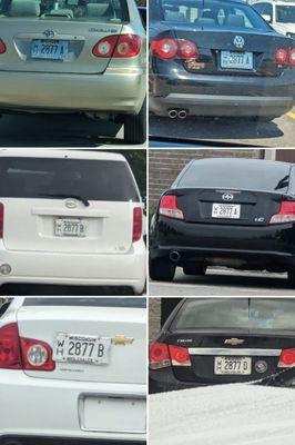 Out of state Wholesaler plates being shared between multiple vehicles.