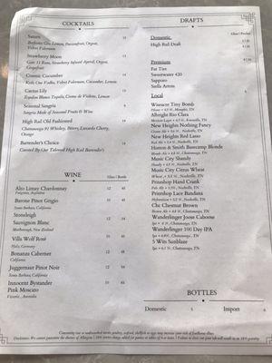 Drink menu June 2024