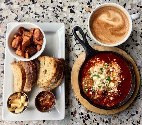 Shakshuka with a latte