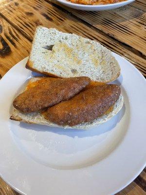 The "sandwich" with cold chicken tenders that I sent back with bread. This is not a sandwich