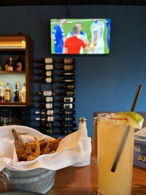 world cup + fries + spicy GIN marg