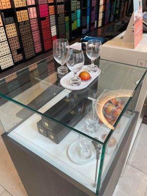 Counter display of expensive Nespresso items