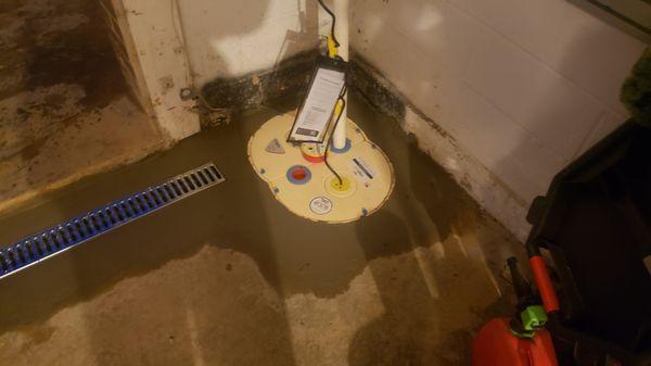 New Sump Pump installed with trench drain