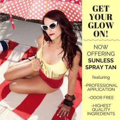 Keep your gorgeous glow all year long with a custom, sunless spray tan by one of our tanning specialists.