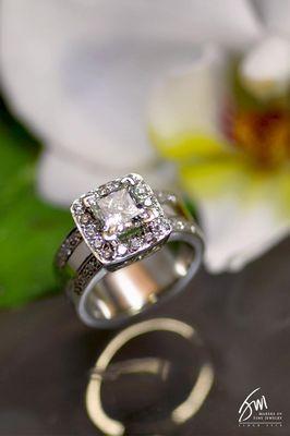 Double band custom diamond engagement ring