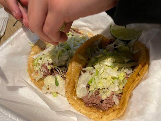 Ground beef tacos a la carte