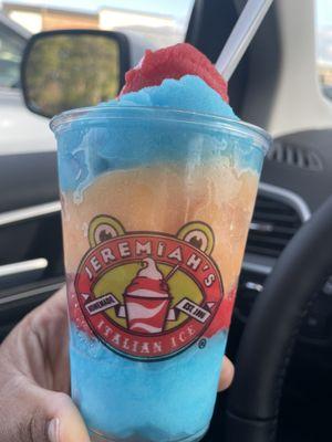 Blue razz, cherry and tropical flavors