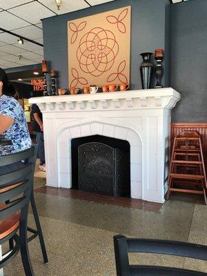 Fire place in the coffee shop