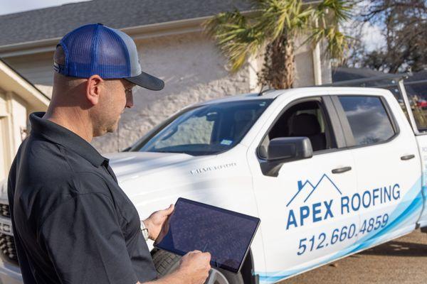 APEX on location doing roof inspections