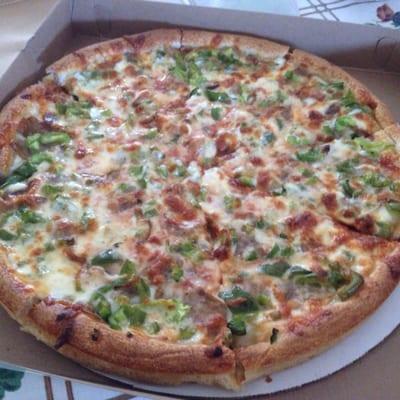 Large pizza, sausage, pepper