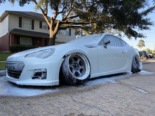 ShowRoom BRZ getting Foam wax treatment