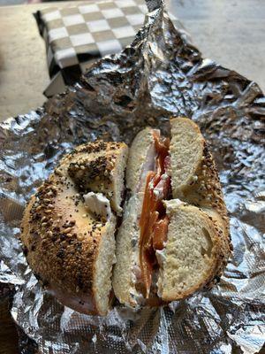 Carrot Lox on Everything Bagel.