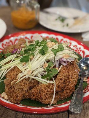 - Yum pla duk fu (crispy catfish salad), a seasonal special