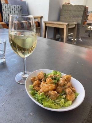 Shrimp and wine!