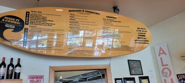 Menu surfboard