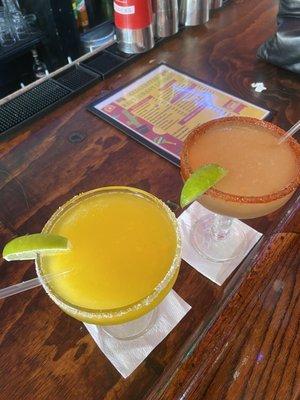 Tamarind Margarita and Mango margarita on the rocks