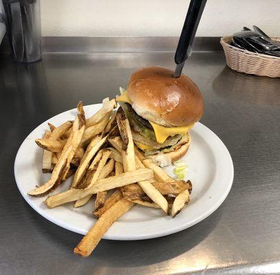 Big boy burger with fresh cut fries