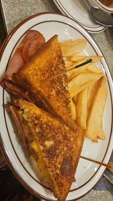 Grilled Ham & Cheese sandwich with fries