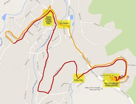 Road Test Exam Route for Koolau DMV. Your mileage may vary.