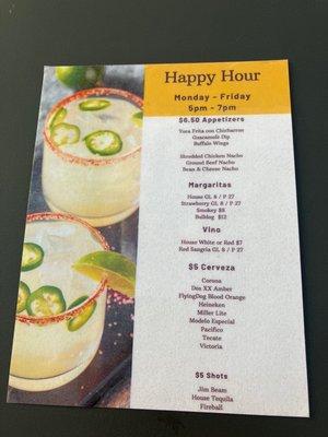 Happy hour menu