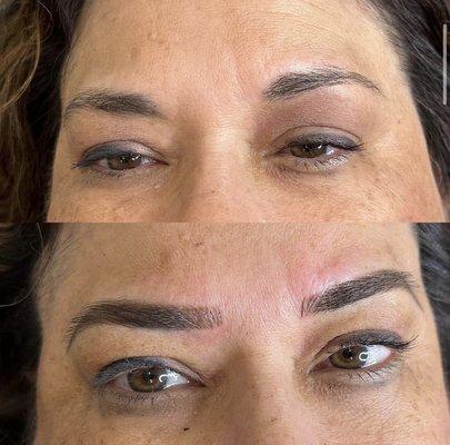 Before and after combo brows