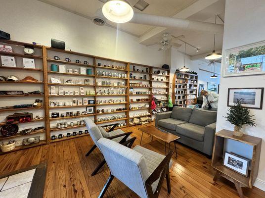 Shelves upon shelves of the cutest locally produced products and high end coffee supplies