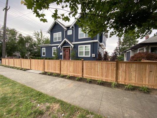 Front of home, Tim's crew built the fence