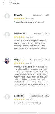 Reviews from Thumbtack app