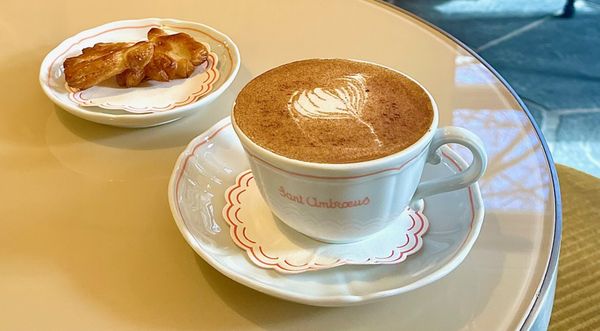 Left to Right: "Fan" Pastries, Chai Latte