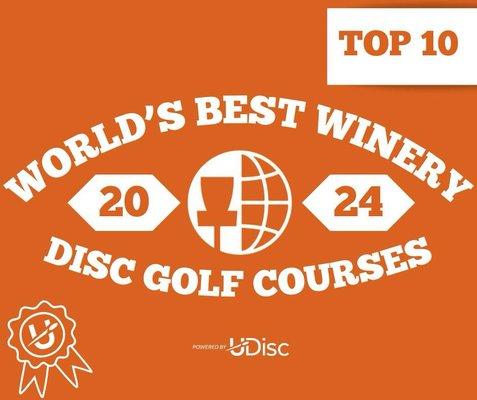 UDisc notified us that we are ranked #9 worldwide for winery disc golf courses!