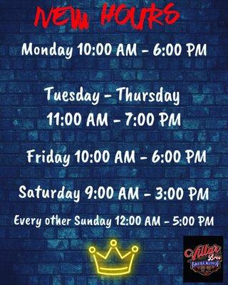 New hours as of 7.14.2019