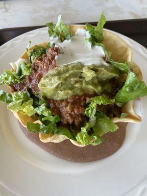 Beef tostada. $9. More on the Tex-mex side. No salsa bar.