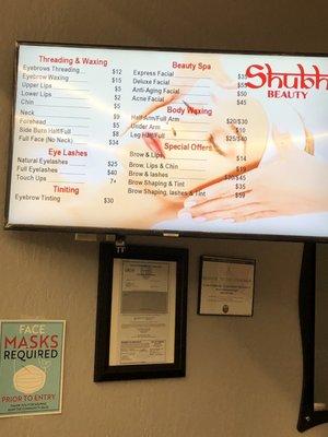 Services menu as of 7/2022