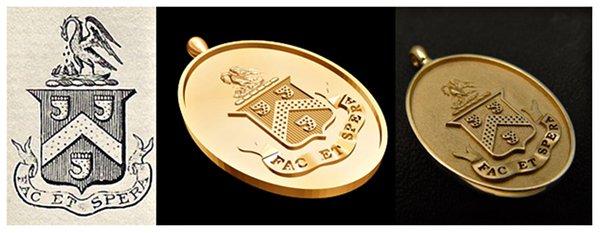 14K gold family crest