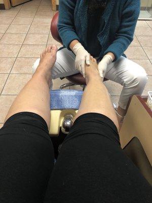 Deluxe pedicure comes with heated towel and stone massage