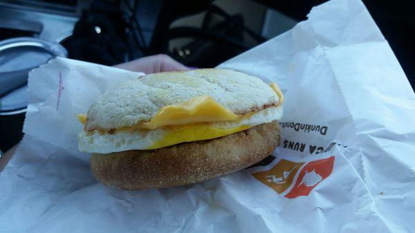 Egg and cheese breakfast sandwich.