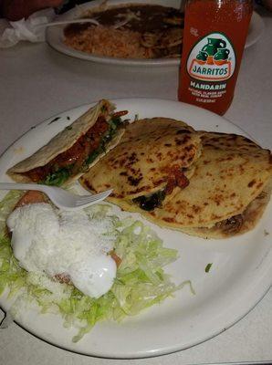 Taco al pastor and gorditas (cheese and pork)