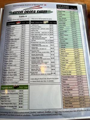 Menu as of 8/5/2023.