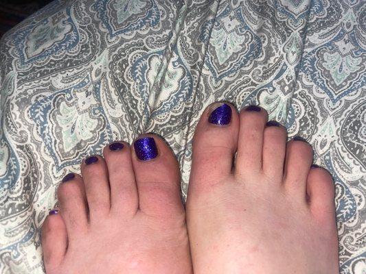 Chipped nail polish on my big toe. After less than 24 hours.