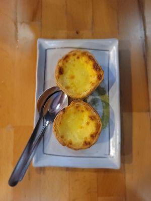 Egg tarts, served warm