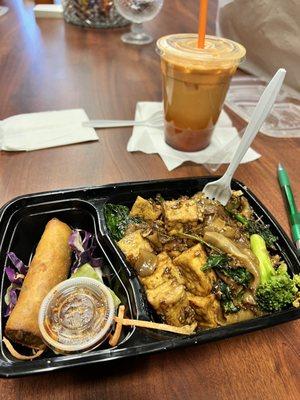 Tofu Pad See Eiw Lunch Special; Thai Iced Tea